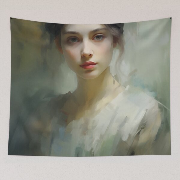 Item preview, Impressionist Portrait of a Young Brunette Woman designed and sold by AniDragonfly.
