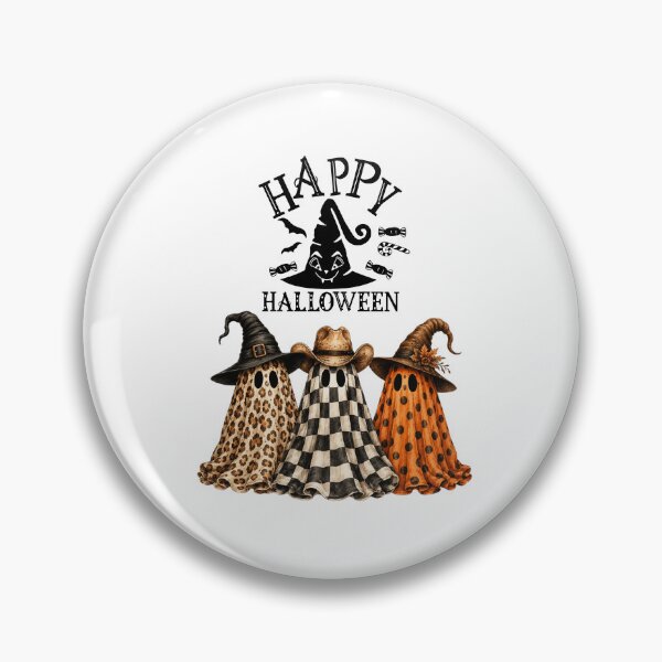 Item preview, Cute Halloween Ghost Trio with Witch Hats designed and sold by سله أرت.