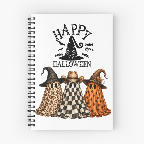 Item preview, Cute Halloween Ghost Trio with Witch Hats designed and sold by سله أرت.