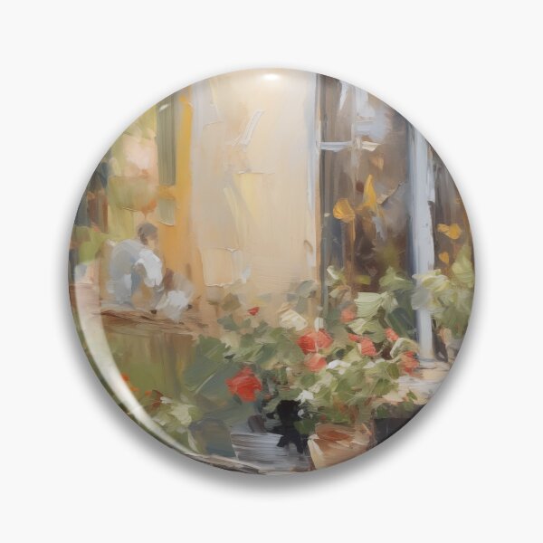 Item preview, Impressionist Outdoor Cafe Terrace with Flowers designed and sold by AniDragonfly.