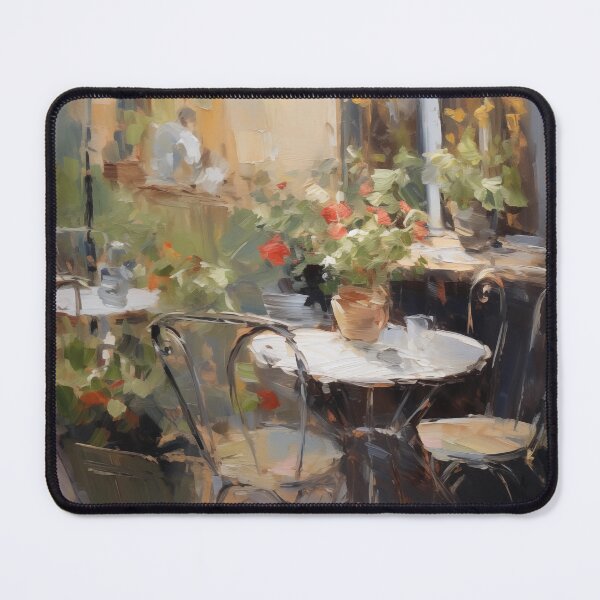 Item preview, Impressionist Outdoor Cafe Terrace with Flowers designed and sold by AniDragonfly.