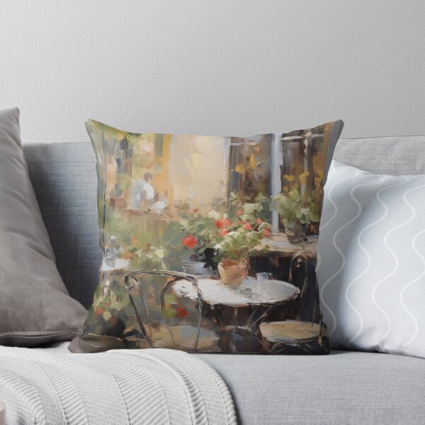 Item preview, Impressionist Outdoor Cafe Terrace with Flowers designed and sold by AniDragonfly.