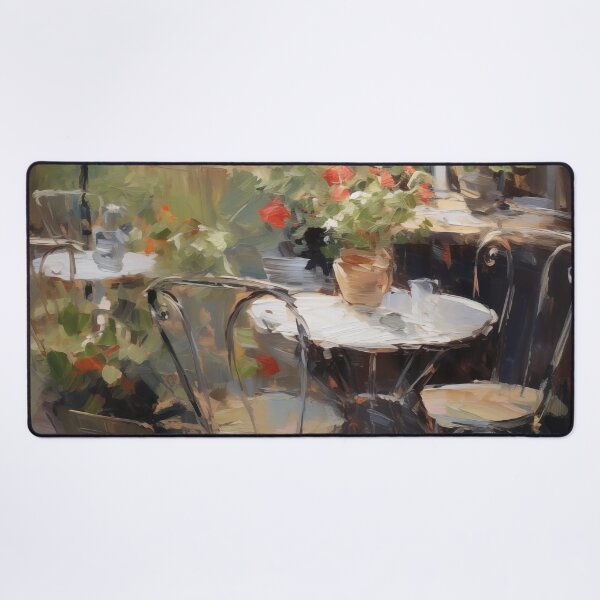 Item preview, Impressionist Outdoor Cafe Terrace with Flowers designed and sold by AniDragonfly.