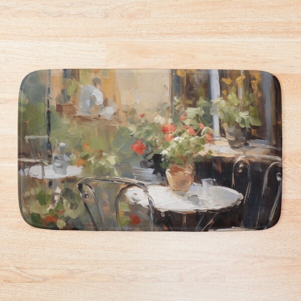 Item preview, Impressionist Outdoor Cafe Terrace with Flowers designed and sold by AniDragonfly.