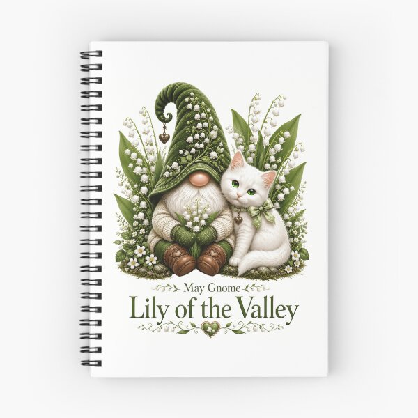 Item preview, May Gnome Lily of the Valley Cute Spring Gnome with White Cat & Birth Flower designed and sold by RoPrincess.