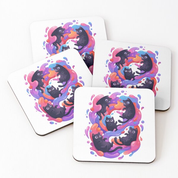 Item preview, Vibrant Slime Black Cats - Colorful Paint Splash Art designed and sold by Kawaii-n-Spice.
