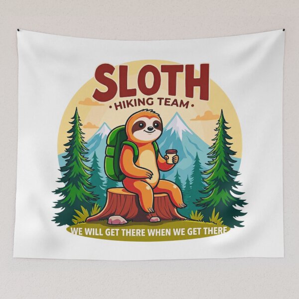 Item preview, Sloth Hiking Team – Funny Sloth in the Mountains with Coffee designed and sold by GabeMountainArt.