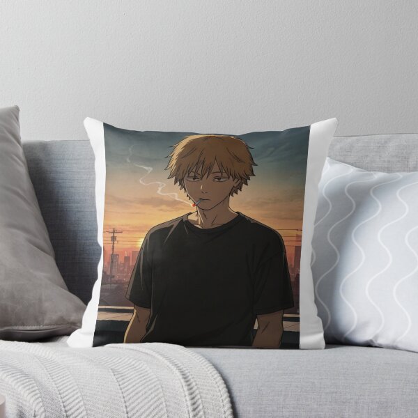 Item preview, Art - Stylized Japanese Young Man, Contemplative Silhouette at Sunset designed and sold by AnimeShin.