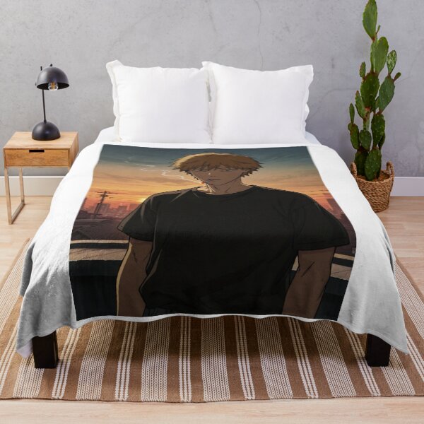 Item preview, Art - Stylized Japanese Young Man, Contemplative Silhouette at Sunset designed and sold by AnimeShin.