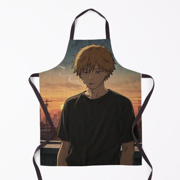 Item preview, Art - Stylized Japanese Young Man, Contemplative Silhouette at Sunset designed and sold by AnimeShin.