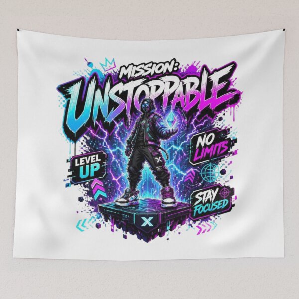 Item preview, Mission Unstoppable | Gamer Motivation Graphic Sticker & Apparel designed and sold by Stylestickers55.