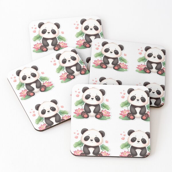 Item preview, Cute Baby Panda with Lotus Flowers – Peaceful Kawaii Nature Illustration designed and sold by TimelessTalks9.
