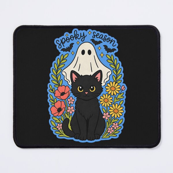 Item preview, Cute Ghost and Black Cat Spooky Season Whimsical Floral Halloween Art designed and sold by anabellstar design co.