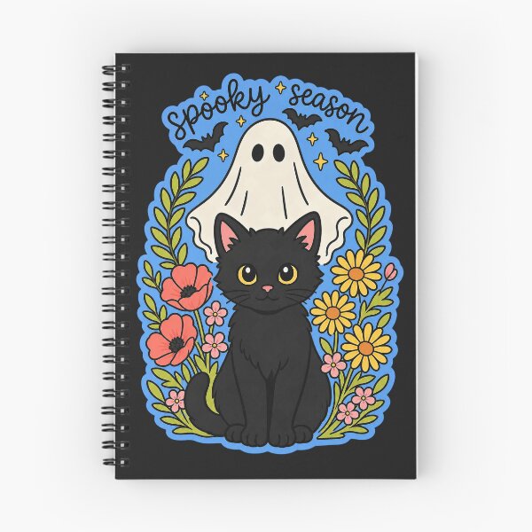 Item preview, Cute Ghost and Black Cat Spooky Season Whimsical Floral Halloween Art designed and sold by anabellstar design co.