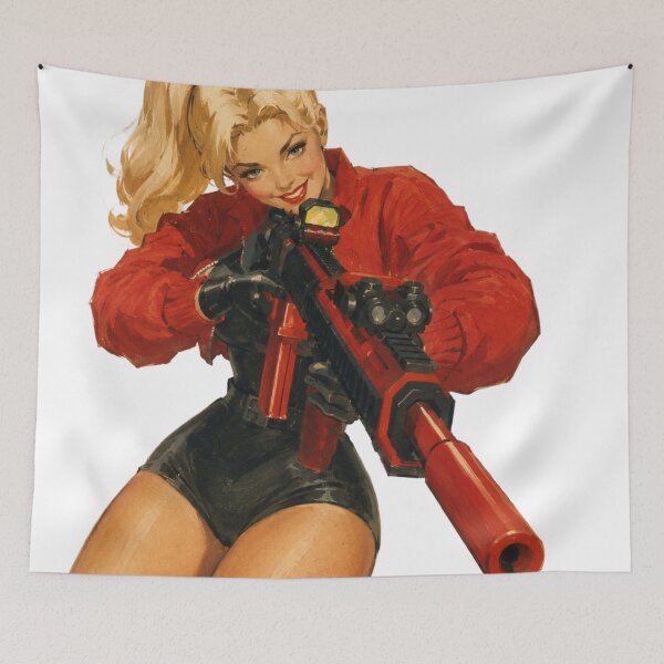 Item preview, Tactical Pin Up Girl | Original Tactical Beauty Vintage Retro Illustration designed and sold by Cosplayvintage.