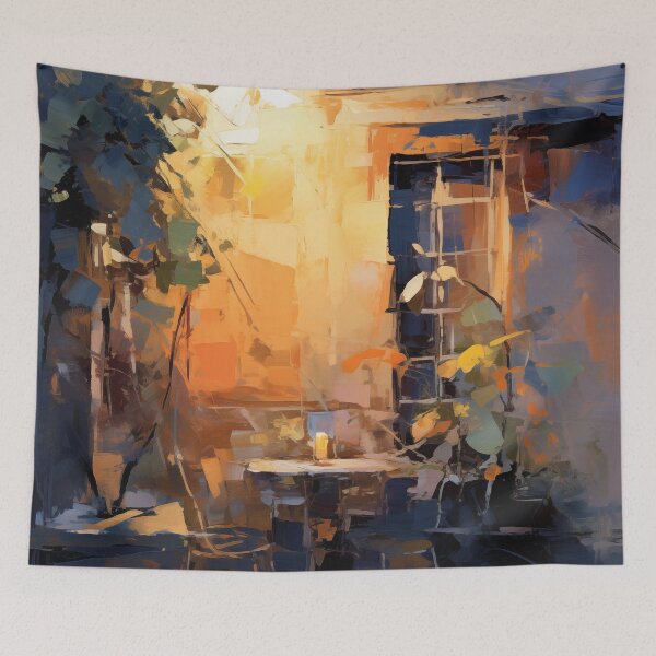 Item preview, Impressionist Sunlit Courtyard in Warm Light designed and sold by AniDragonfly.