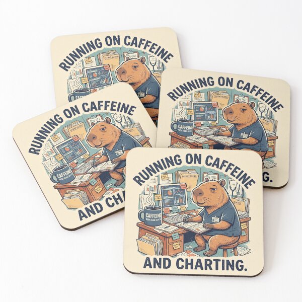 Item preview, Nurse Capybara Shirt – Running On Caffeine And Charting Funny Healthcare Tee designed and sold by DmaarGroup.