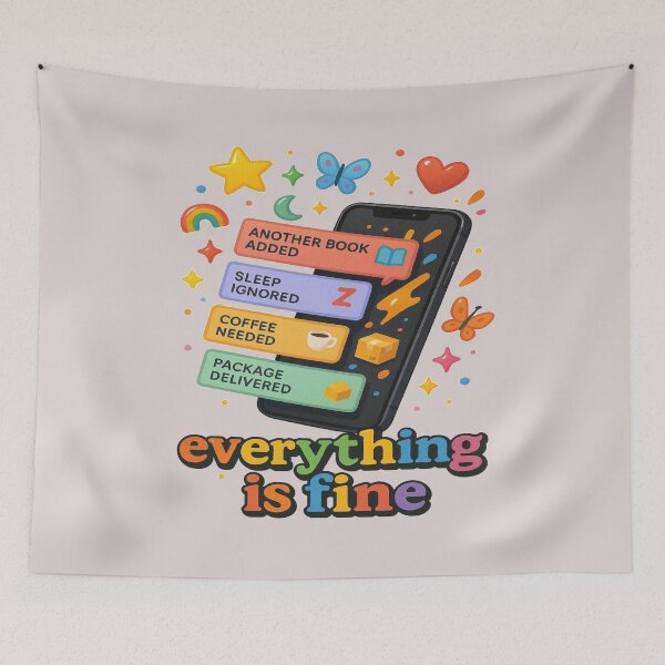 Item preview, Everything Is Fine Funny Book Lover Phone Notification Design designed and sold by BookedAndDesign.