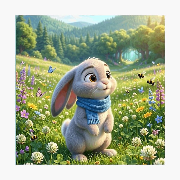 Item preview, Cute Bunny Adventure | Kawaii Rabbit Illustration | Whimsical Animal Art for Hoodies, Stickers, Bags & Gifts designed and sold by ViniSArunStudio.