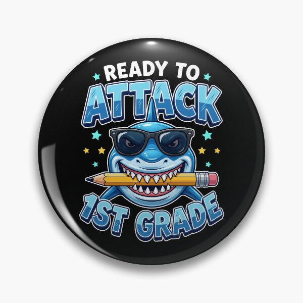 Item preview, Ready To Attack 1st Grade Funny Shark Back To School designed and sold by IsDesignHub.