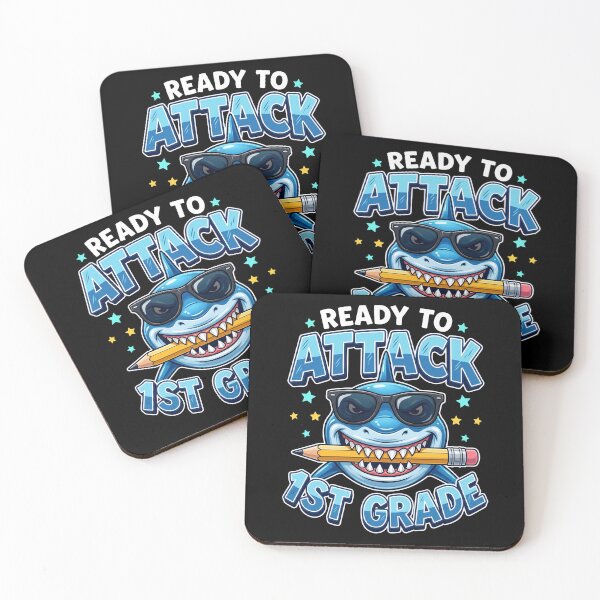 Item preview, Ready To Attack 1st Grade Funny Shark Back To School designed and sold by IsDesignHub.