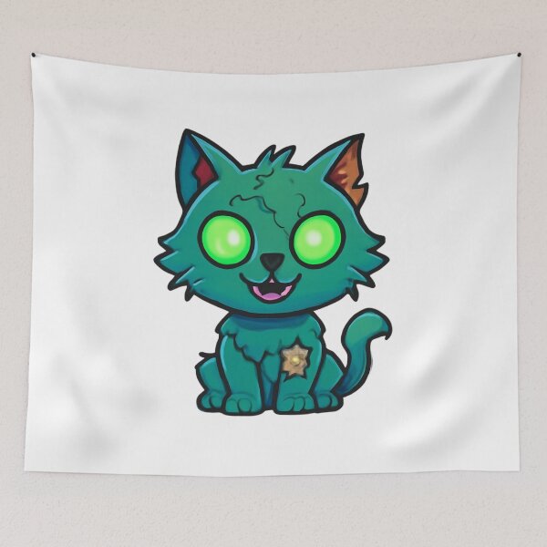 Item preview, Cute Zombie Cat Glowing Eyes Chibi Undead Kitten designed and sold by EHdesignShop.