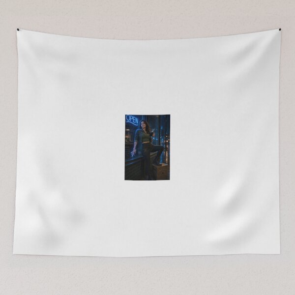 Item preview, Barista with electric blue light in rainy night designed and sold by CathryneDelamort.