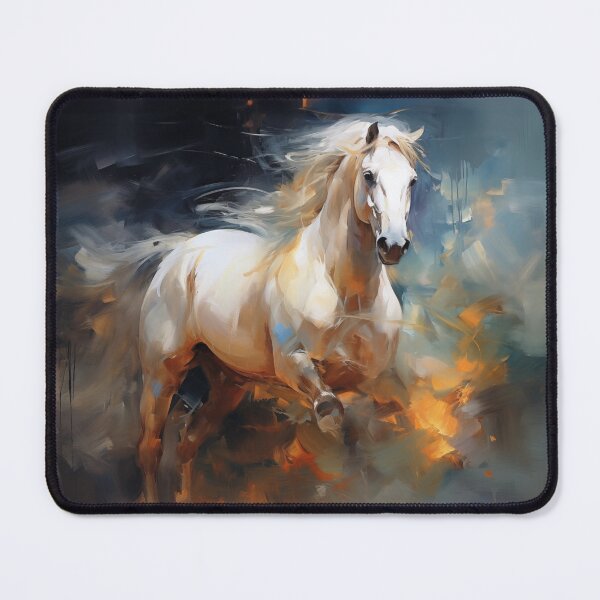 Item preview, Impressionist Painting of a White Horse in Motion designed and sold by AniDragonfly.