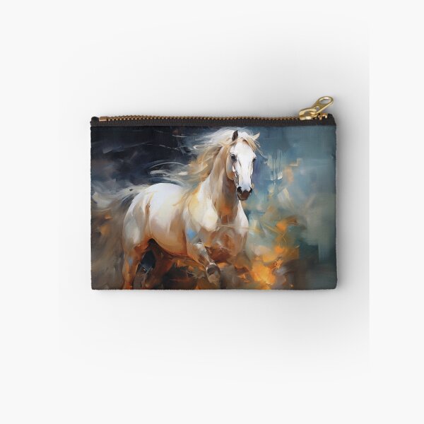 Item preview, Impressionist Painting of a White Horse in Motion designed and sold by AniDragonfly.