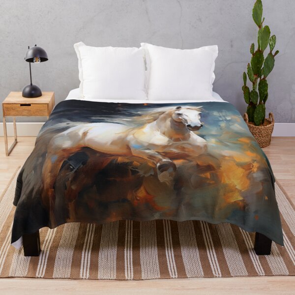 Item preview, Impressionist Painting of a White Horse in Motion designed and sold by AniDragonfly.