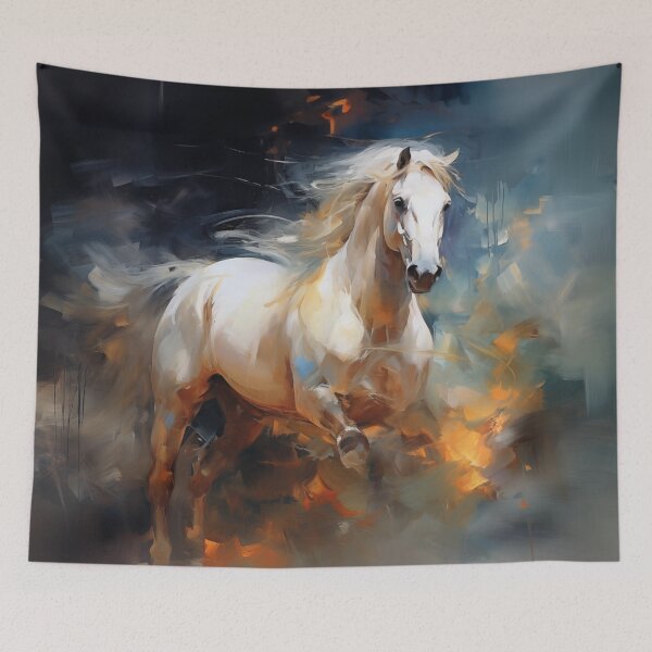 Item preview, Impressionist Painting of a White Horse in Motion designed and sold by AniDragonfly.