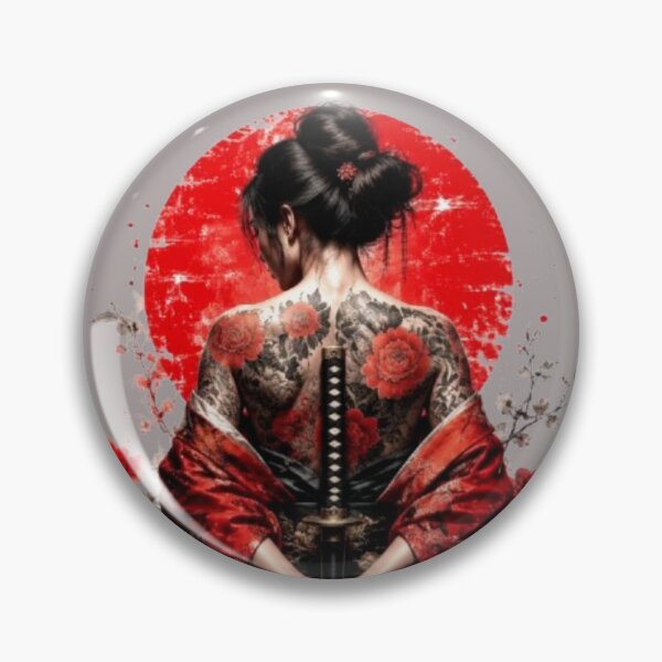 Item preview, Tattooed Geisha Warrior in a Red Kimono - Japanese Sun designed and sold by Natalia-Vlad.