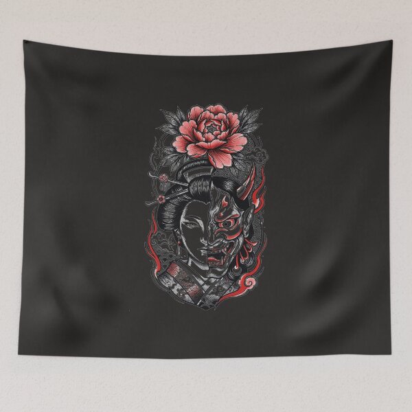 Item preview, "Geisha Hannya Mask Split Face Japanese Tattoo Art" designed and sold by Neo Tokio.