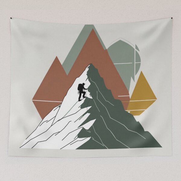 Item preview, Climb The Mountain - Minimalist Geometric Hiking Art designed and sold by NeuralAuraArts.