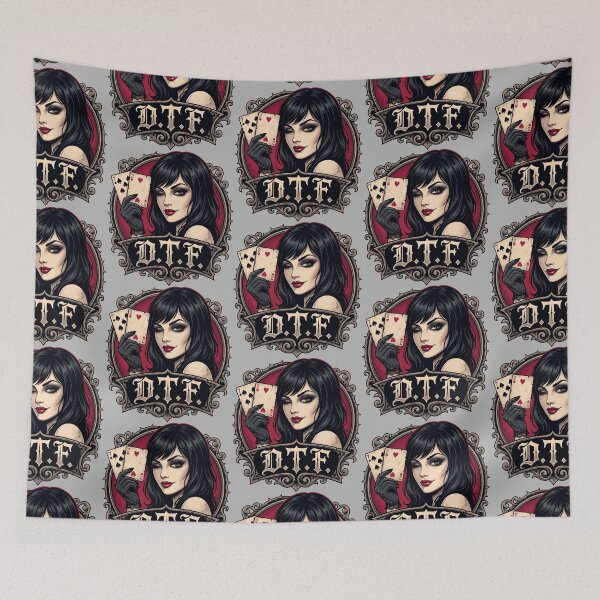 Item preview, Gothic Queen Playing Texas Hold Em Femme Fatale DTF designed and sold by ThreadRiotTees.