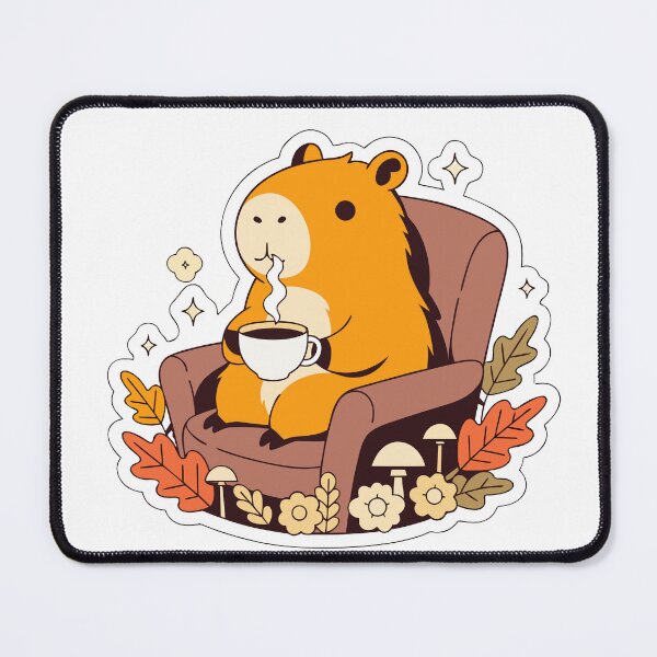 Item preview, Cozy Coffee Capybara Sticker designed and sold by inkfusionhub99.