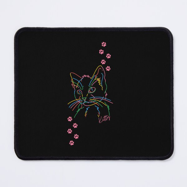 Item preview, Colorful Neon Line Art Kitty Cat with Paw Prints Design designed and sold by KasiaS95.