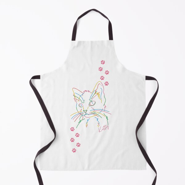 Item preview, Colorful Neon Line Art Kitty Cat with Paw Prints Design designed and sold by KasiaS95.