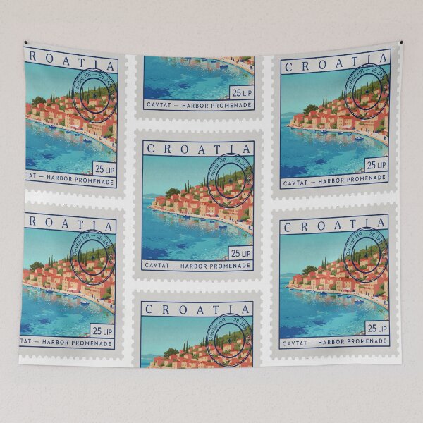 Item preview, Cavtat Croatia Adriatic Harbor Postage Stamp Sticker designed and sold by stickercuffs.