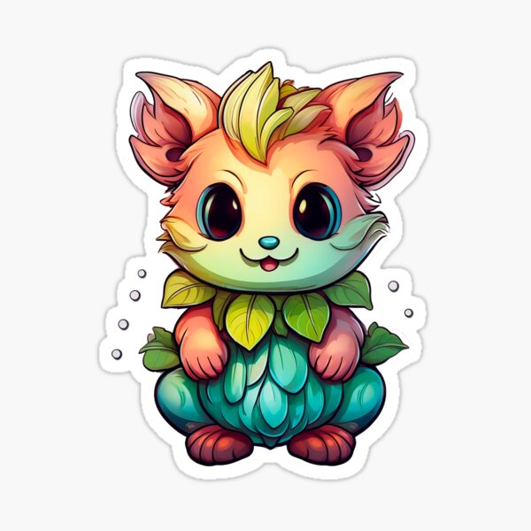 Item preview, K3 Leafpeach - Cute Kawaii Creature with Gradient Body and Leaf Collar designed and sold by Outlet Raloel.