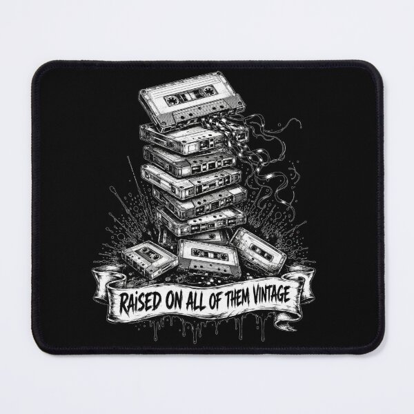 Item preview, Raised On All Of Them Vintage Stacked Cassette Sketch Art Retro Music Gift for Cassette Lovers designed and sold by Nightarel.