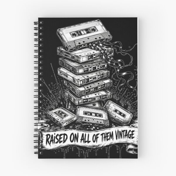 Item preview, Raised On All Of Them Vintage Stacked Cassette Sketch Art Retro Music Gift for Cassette Lovers designed and sold by Nightarel.