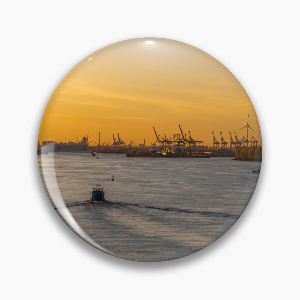 Item preview, Dawn Over Hamburg Port with Ships and Cranes designed and sold by jrtwynam.
