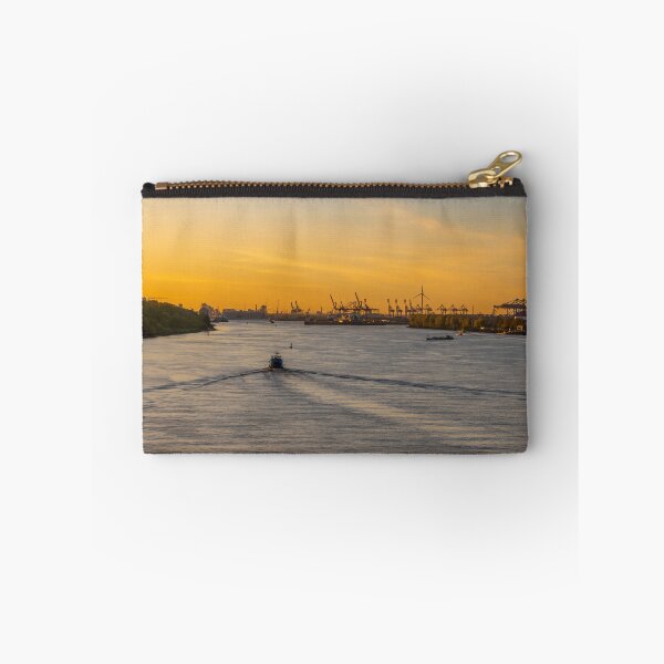 Item preview, Dawn Over Hamburg Port with Ships and Cranes designed and sold by jrtwynam.