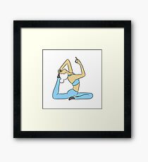 White-Haired Yogi with Blue Yoga Pants Framed Print