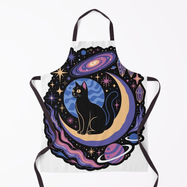 Item preview, Cosmic Black Cat Moon Sticker designed and sold by inkfusionhub99.