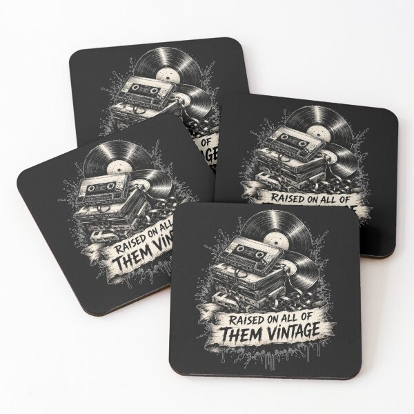 Item preview, Raised On All Of Them Vintage Vinyl And Cassette Grunge Art Retro Music Gift for Music Lovers designed and sold by Nightarel.
