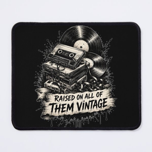 Item preview, Raised On All Of Them Vintage Vinyl And Cassette Grunge Art Retro Music Gift for Music Lovers designed and sold by Nightarel.