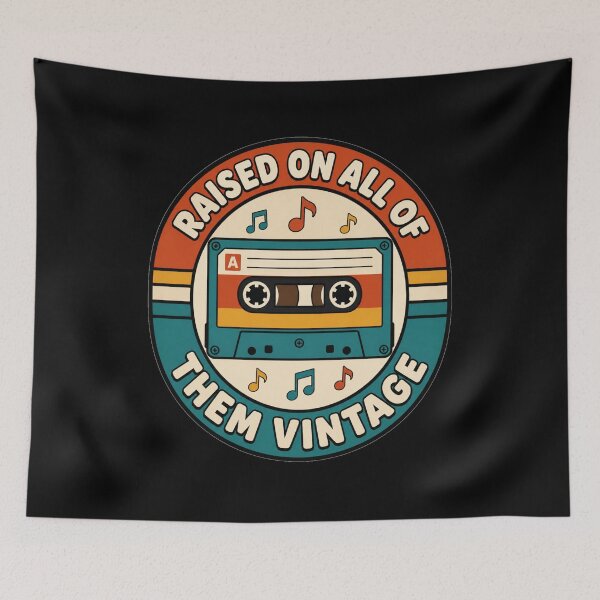 Item preview, Raised On All Of Them Vintage Circular Retro Badge Music Gift for Cassette Lovers designed and sold by Nightarel.