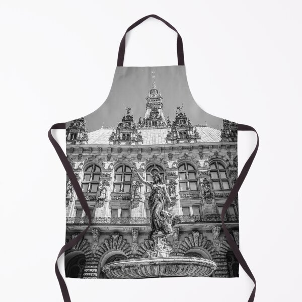 Item preview, Hamburg Town Hall with Statue and Fountain in Black and White designed and sold by jrtwynam.